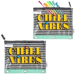 Yoobi Chill Vibes Binder Pencil Zipper Case 2 Piece Set